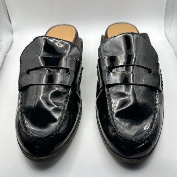 Franco Sarto Barlow women’s size 9 M black faux patent leather loafer mule - Picture 1 of 8